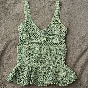 Zara Mint Crochet Camisole Top
